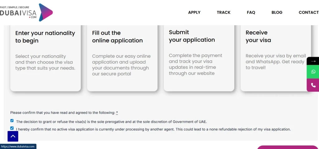 Confirm if you dont have any active visa and you accept terms condition for Dubai Visa Step 3 - Apply Dubai Visa Online – Fast & Easy with DubaiVisa.com Confirm if you dont have active applications